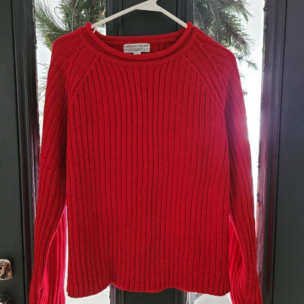 Carolyn Taylor Red Christmas Long Sleeve Knit Sweater- Pre Owned Sized Large
